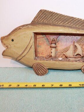 Wooden Fish with Cut Out Shadow Box 17"
